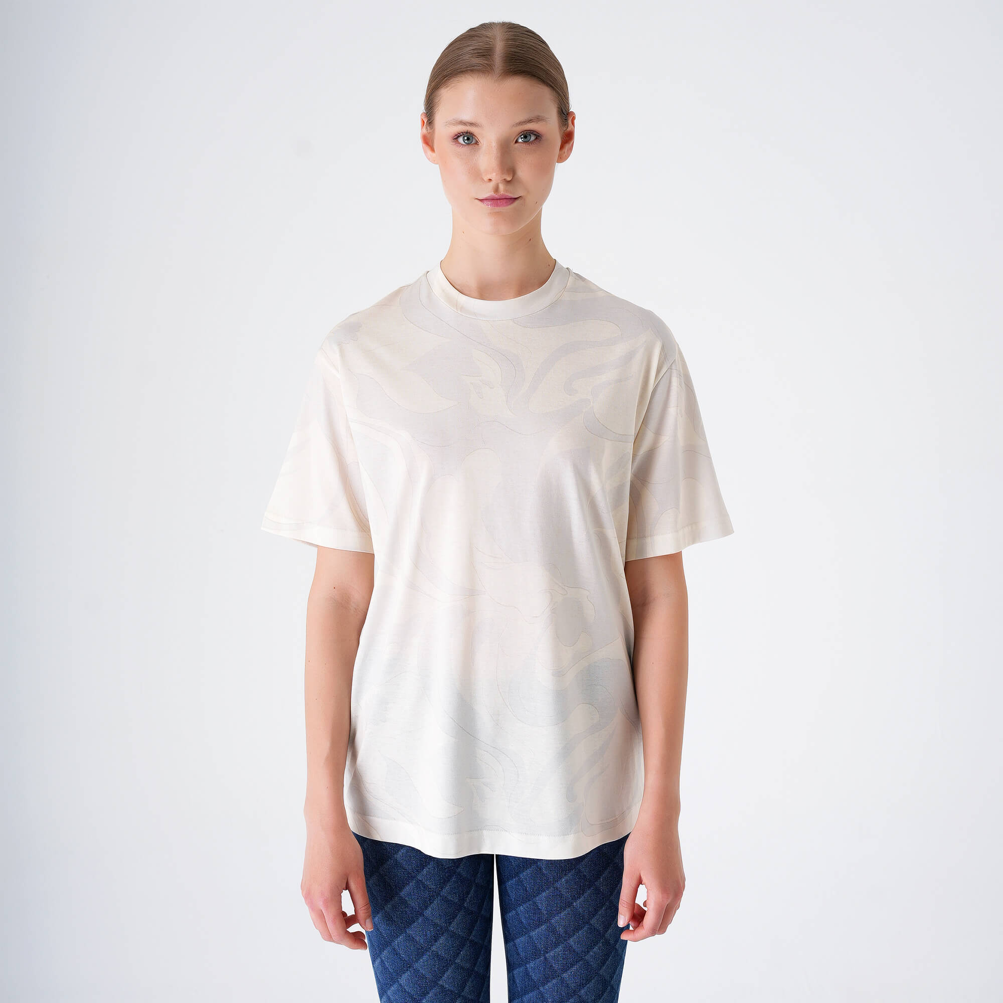 Etro - White & Grey Etnic Print Cotton T-shirt